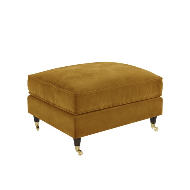 Large Mustard Velvet Footstool - Payton