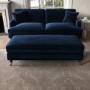 Navy Velvet Long Footstool - Payton