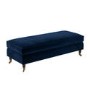 Navy Velvet Long Footstool - Payton