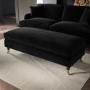 Black Velvet Long Footstool - Payton