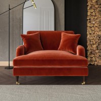 Burnt Orange Velvet Love Seat - Payton