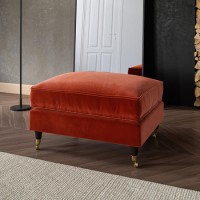 Burnt Orange Velvet Footstool - Payton