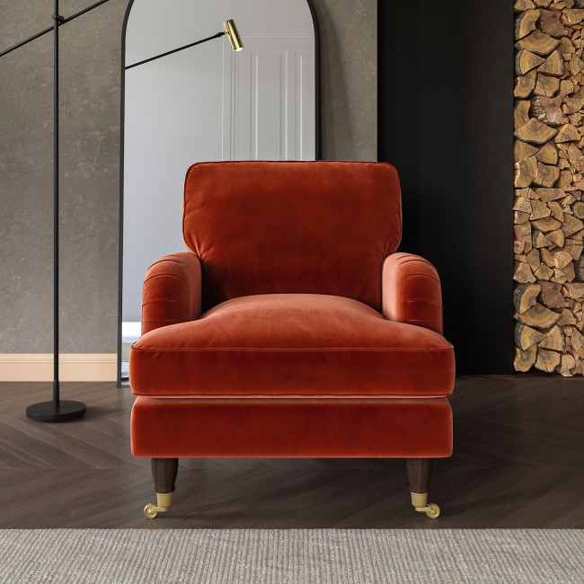 Burnt Orange Velvet Armchair - Payton