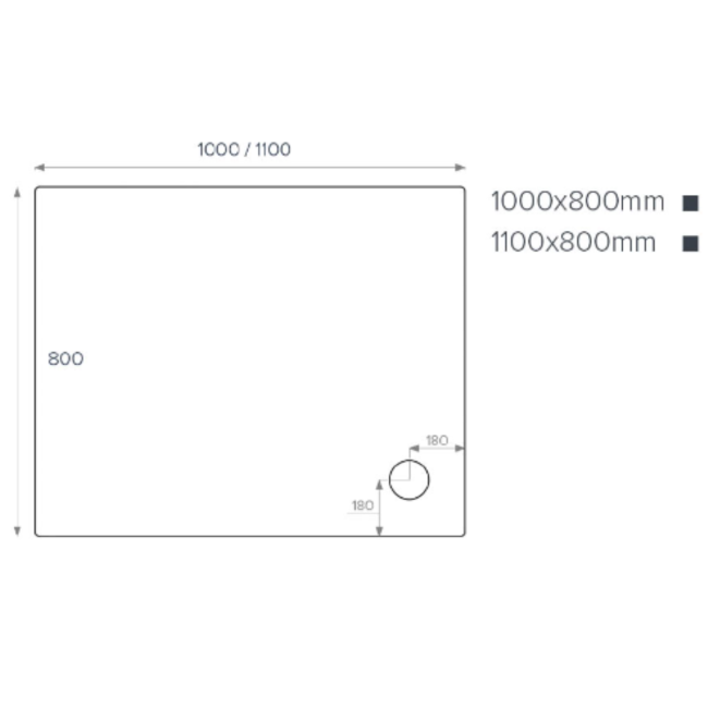 1000x800mm Rectangular Shower Tray - White Acrylic Stone Resin - Pearl