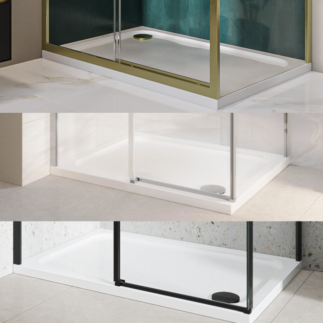 1200x800mm Rectangular Shower Tray - Non-Slip White Acrylic Stone Resin - Pearl