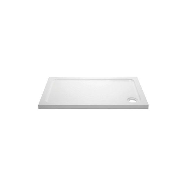 1500x800mm Non Slip White Acrylic Capped Stone Resin Rectangular Shower Tray  - Pearl