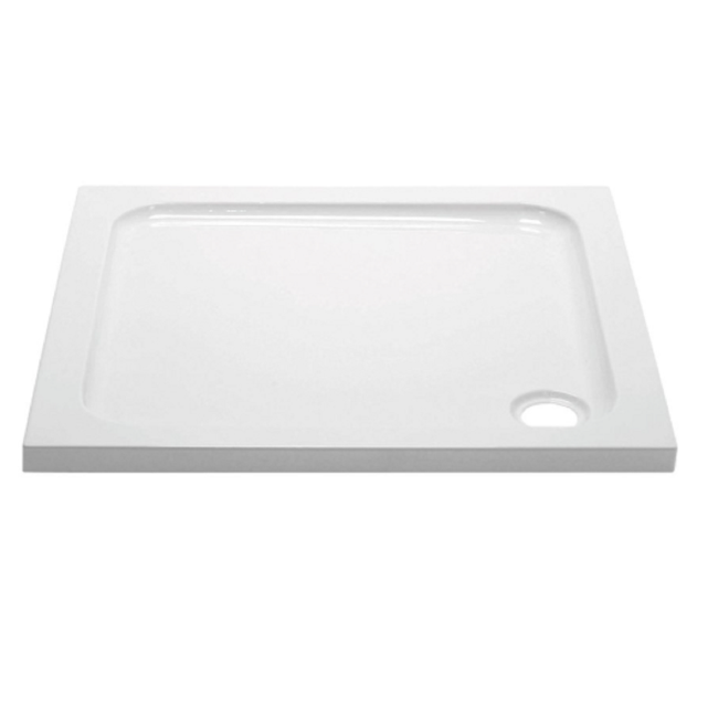 800mm Non Slip White Acrylic Capped Stone Resin Square Shower Tray  - Pearl