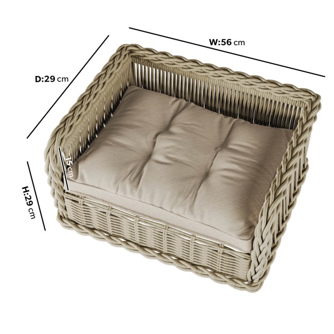 Small Rattan Pet Bed - 56cm Wide