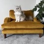 Pet Sofa Bed in Mustard Velvet - Suitable for Dogs & Cats