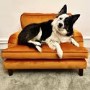 Pet Sofa Bed in Orange Velvet - Suitable for Dogs & Cats