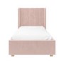 Kids Pink Velvet Single Bed Frame with Storage Drawer - Phoebe