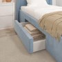 Kids Blue Velvet Single Bed Frame with Storage Drawer - Phoebe