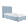 Kids Blue Velvet Single Bed Frame with Storage Drawer - Phoebe