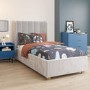 Kids Grey Velvet Single Bed Frame with Storage Drawer - Phoebe