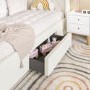 Kids Cream Fabric Single Bed Frame with Storage Drawer - Phoebe