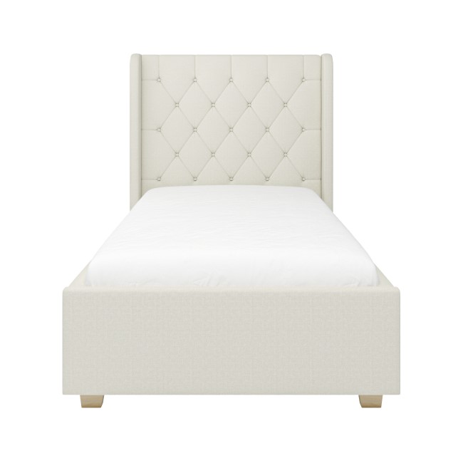 Cream Fabric Single Bed Frame with Storage Drawer - Phoebe