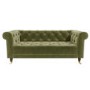 Olive Green Velvet Chesterfield 3 Seater Sofa - Ophelia