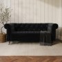 Dark Grey Velvet Chesterfield 3 Seater Sofa - Ophelia