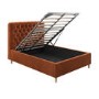 Rust Orange Velvet Double Ottoman Bed with Legs - Pippa