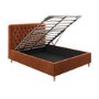 Rust Orange Velvet King Size Ottoman Bed with Legs - Pippa