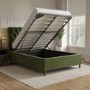 Olive Green Velvet Double Ottoman Bed with Legs - Pippa