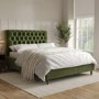 Olive Green Velvet King Size Ottoman Bed with Legs - Pippa