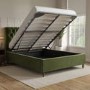 Olive Green Velvet King Size Ottoman Bed with Legs - Pippa