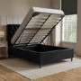 Black Velvet Double Ottoman Bed with Legs - Pippa