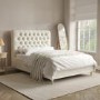 Cream Upholstered Double Ottoman Bed with Turned Legs - Pippa