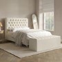 Cream Upholstered Double Ottoman Bed with Turned Legs - Pippa