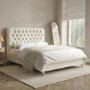 Cream Fabric King Size Ottoman Bed with Turned Legs - Pippa