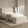 Cream Fabric King Size Ottoman Bed with Turned Legs - Pippa