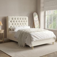 Cream Fabric Small Double Ottoman Bed with Turned Legs - Pippa