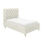 Cream Fabric Small Double Ottoman Bed with Turned Legs - Pippa