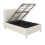 Cream Fabric Small Double Ottoman Bed with Turned Legs - Pippa