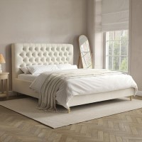 Cream Fabric Super King Ottoman Bed with Turned Legs - Pippa