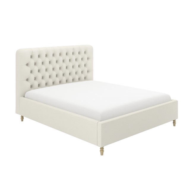 Cream Upholstered Super King Ottoman Bed with Turned Legs - Pippa