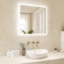 Square Heated Bathroom Mirror with Lights 600mm - Pisces