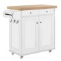 White Freestanding Kitchen Island on Wheels - Portland