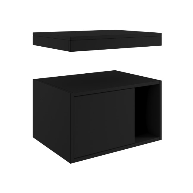 600mm Black Wall Hung Countertop Shelves - Porto