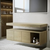 1200mm Wood Effect Wall Hung Countertop Vanity Shelves - Porto