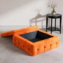 Large Orange Velvet Footstool with Storage - Payton