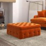 Large Orange Velvet Footstool with Storage - Payton