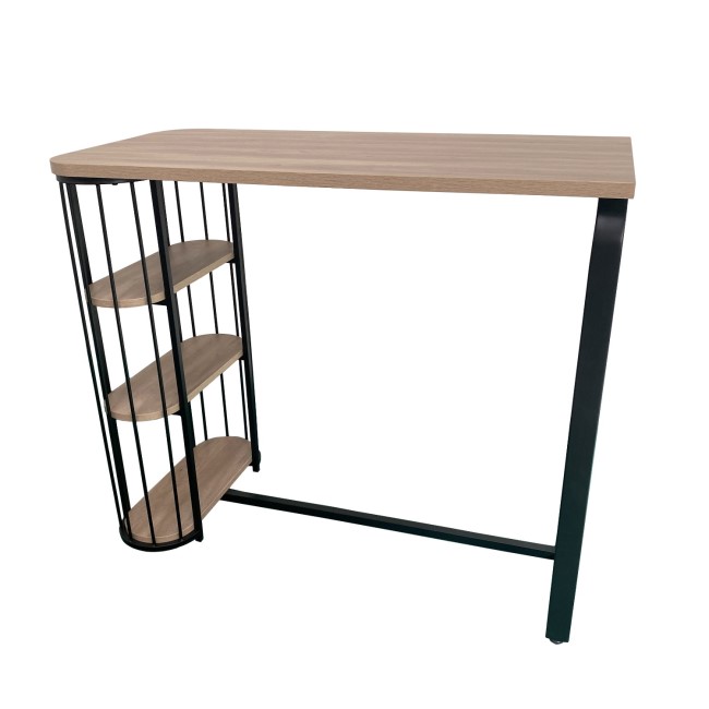 Oak and Black Breakfast Bar Table with Storage - Seats 2 - Quinn