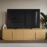 Large Curved Oak TV Stand with Storage - TV's up to 75" - Rae