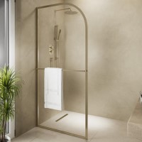 Walk In Shower 1000mm Brushed Brass Curved - Raya