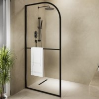 Walk In Shower 1000mm Black Curved - Raya