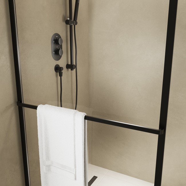 Wet Room Shower Screen 1000mm Black Curved - Raya