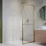 Walk In Shower 800mm Brushed Brass Curved - Raya