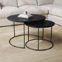 Round Black Mango Wood Nest of 2 Tables - Ruby